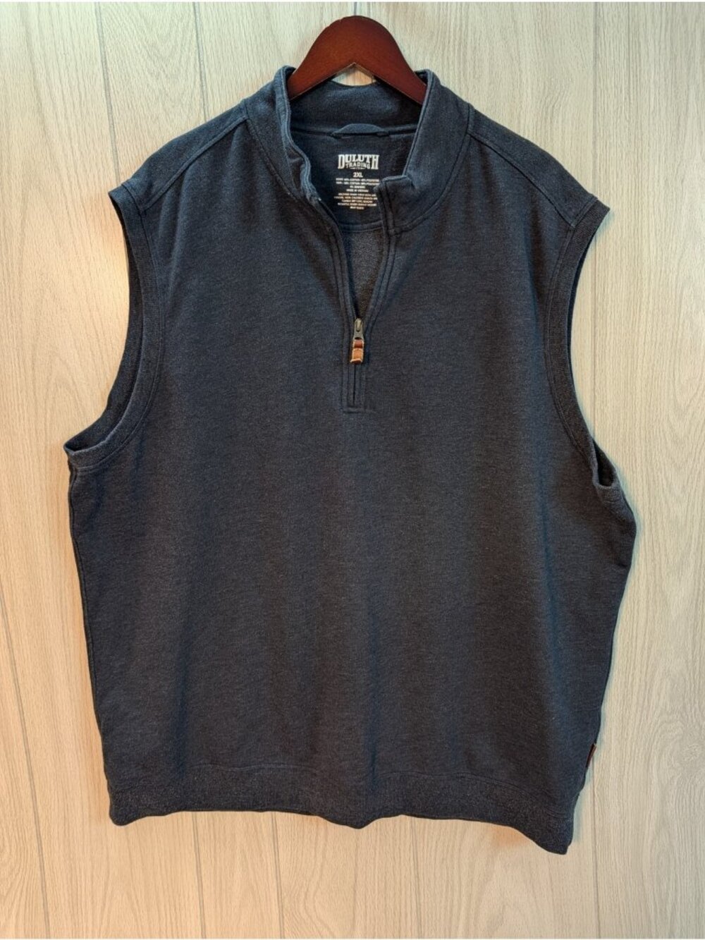Duluth Trading Co. Mens Vest Size 2XL Full Zip Mock Neck Sleeveless Knit Gray